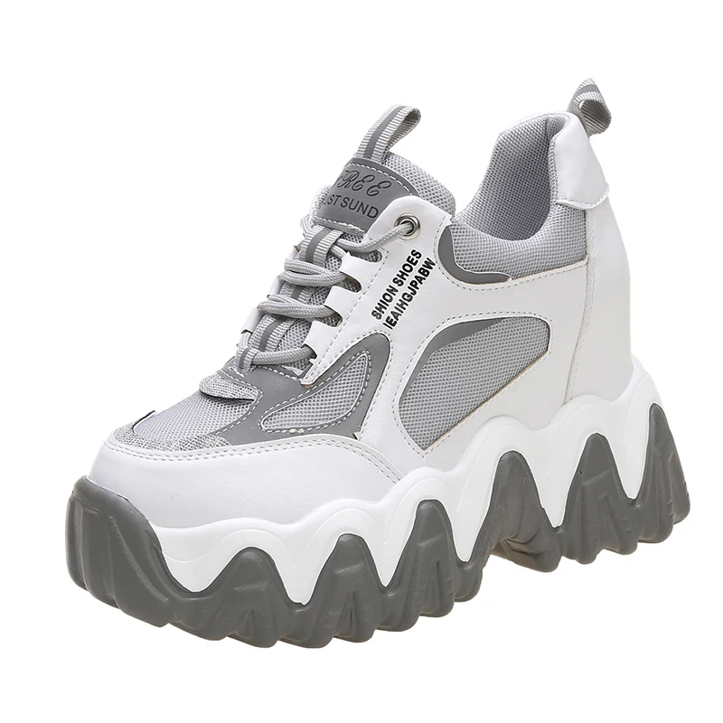 

Women Summer Sneakers 2020 Breathable Mesh Casual Shoes Wedge Heels Chunky Sneakers Crystal High Platform