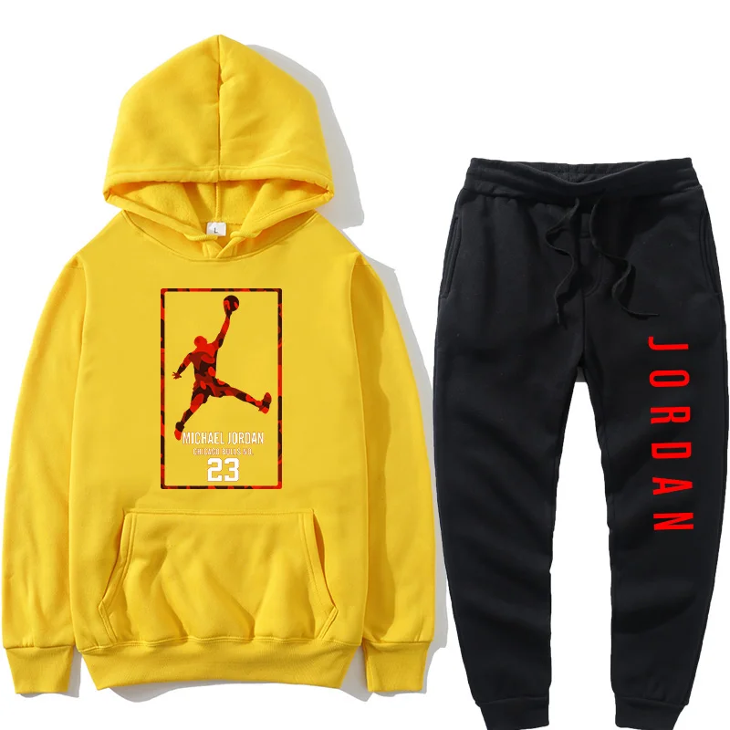 

2020 New Men's Hoodie Set Jordan 23 Sportswear Pullover Wool Hoodie Sweatpants Jogging Men's Pullover Sweatshirt