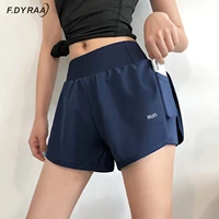 f dyraa women 2 in 1 running shorts elastic waist pocket tight yoga short woman sports shorts pink gym fitness shorts sportswear