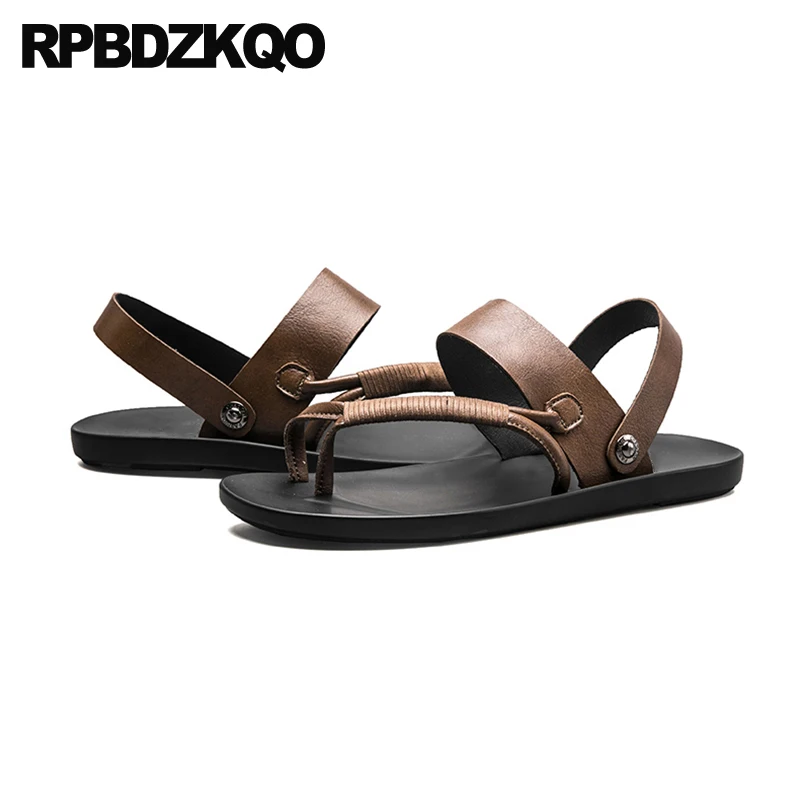 Мужские сандалии кожаное лето Runway воды домашние тапочки дизайнер слайды