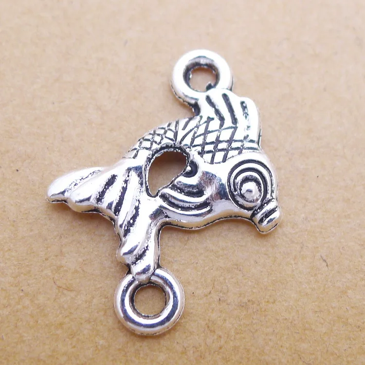 

Supplies For Jewelry Making Fish Connector Antique Silver Color 25x20mm 10 Pieces