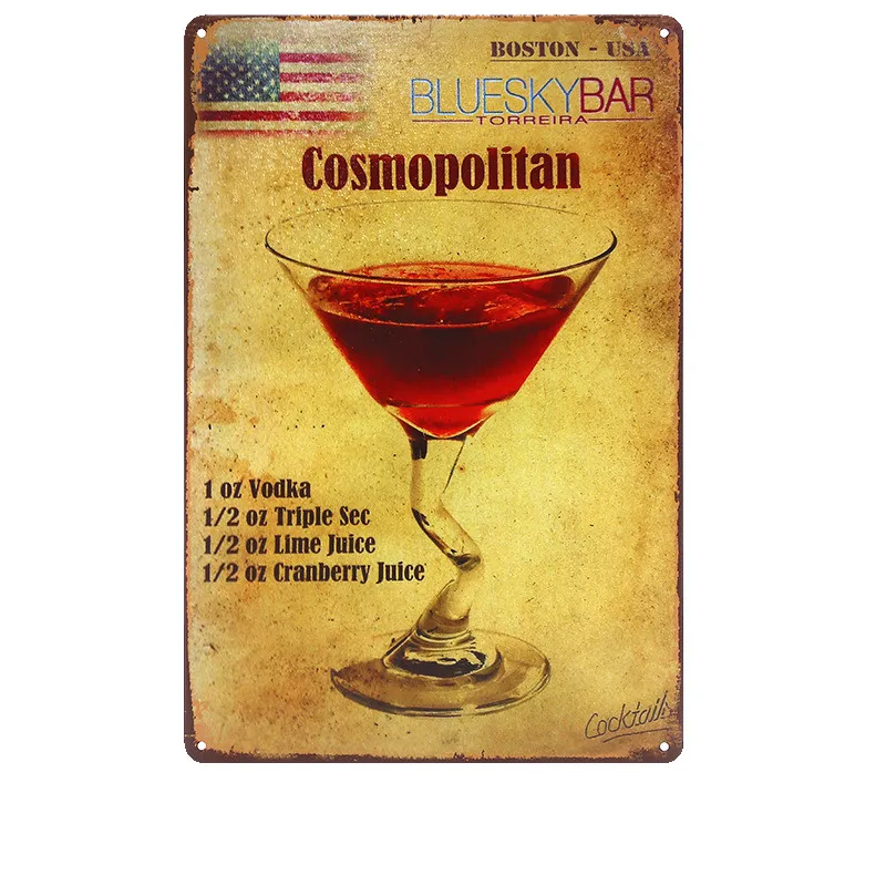 

Mojito Martini Vodka Vintage Metal Tin Sign Home Bar Pub Decorative Plates Beer Art Painting Ricard Wall Stickers Decor Pictures
