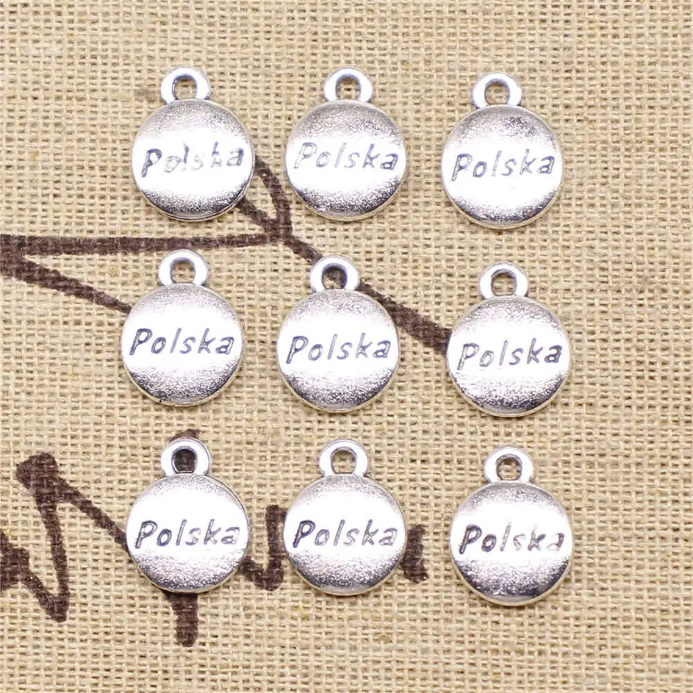 

Аксессуары для ювелирных изделий, подвески Polska, античное серебро, 30 шт., 11x14 мм