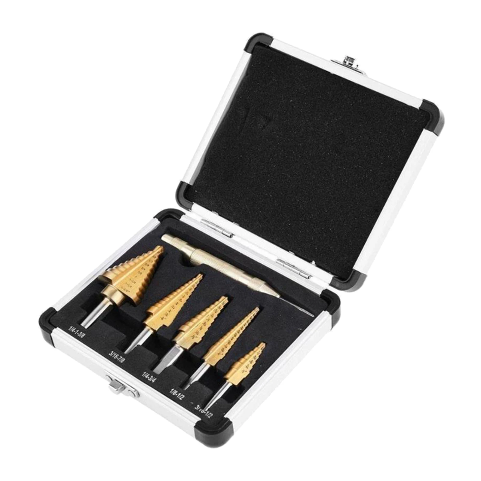 

6PCS Step Bit Drill Stainless HSS Kit with Aluminum Case Multiple Hole