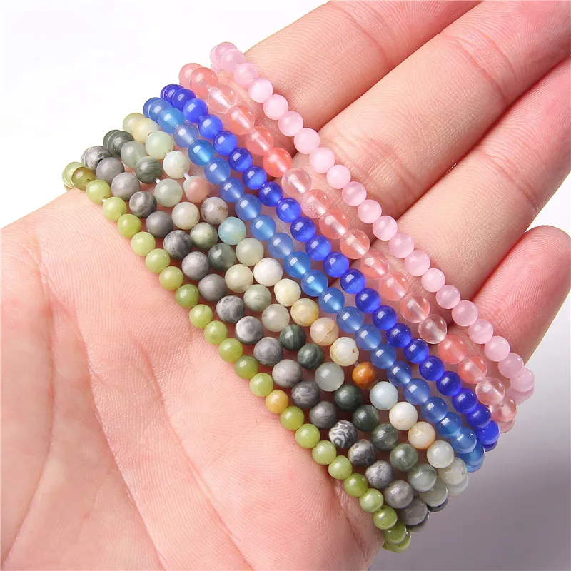 

Women Men 4mm Mini Seed Beads Bracelet Natural Healing Crystal Stone Round Beaded Bracelet Friendship Energy Bracelets Jewelry
