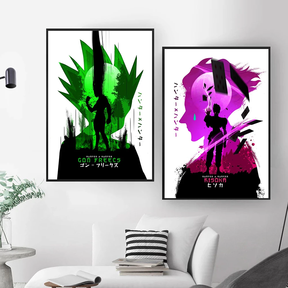 Картина на холсте с изображением охотничьего плаката и принтов Killua Zoldyck Kurapika Gon
