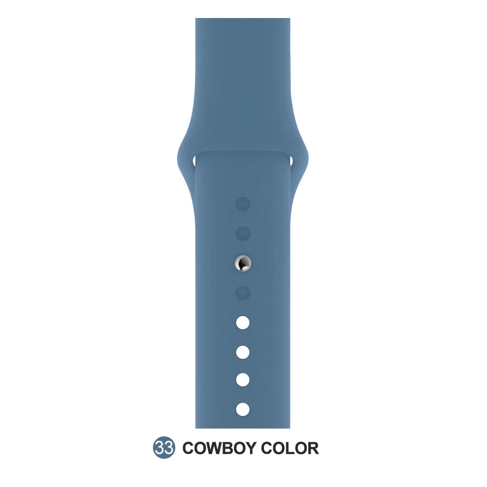 Denim Blue Мягкий силиконовый сменный спортивный ремешок для Apple Watch версии 4, 3, 2, 1, 42 мм, 38 мм, браслет на запястье, ремешок для iWatch 4, 40 мм, 44 мм, спортивный - Цвет ремешка: Denim Blue