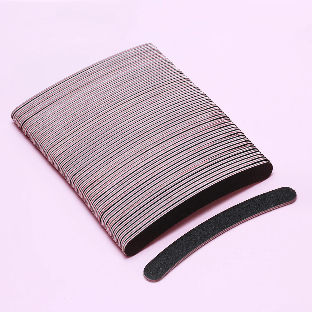 

10PCS/lot Nail File Slim Sandpaper Half-Moon Black 100/180 Nail Files Butter Block Polish Pedicure Nail Tips Tool Butter File x1