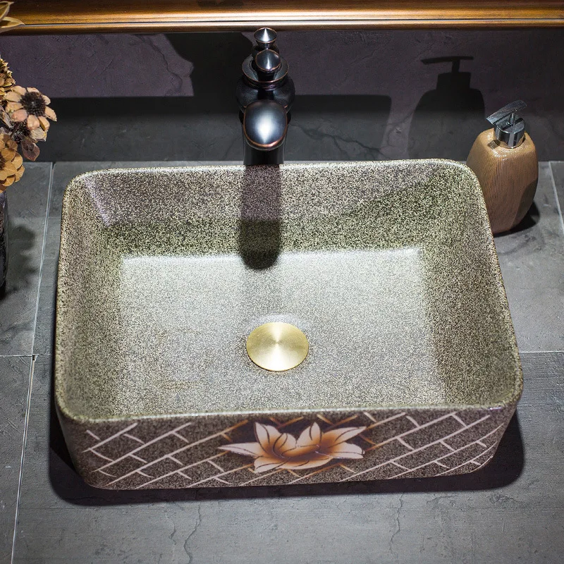 Китайская художественная желтая керамическая раковина овальной формы ручной