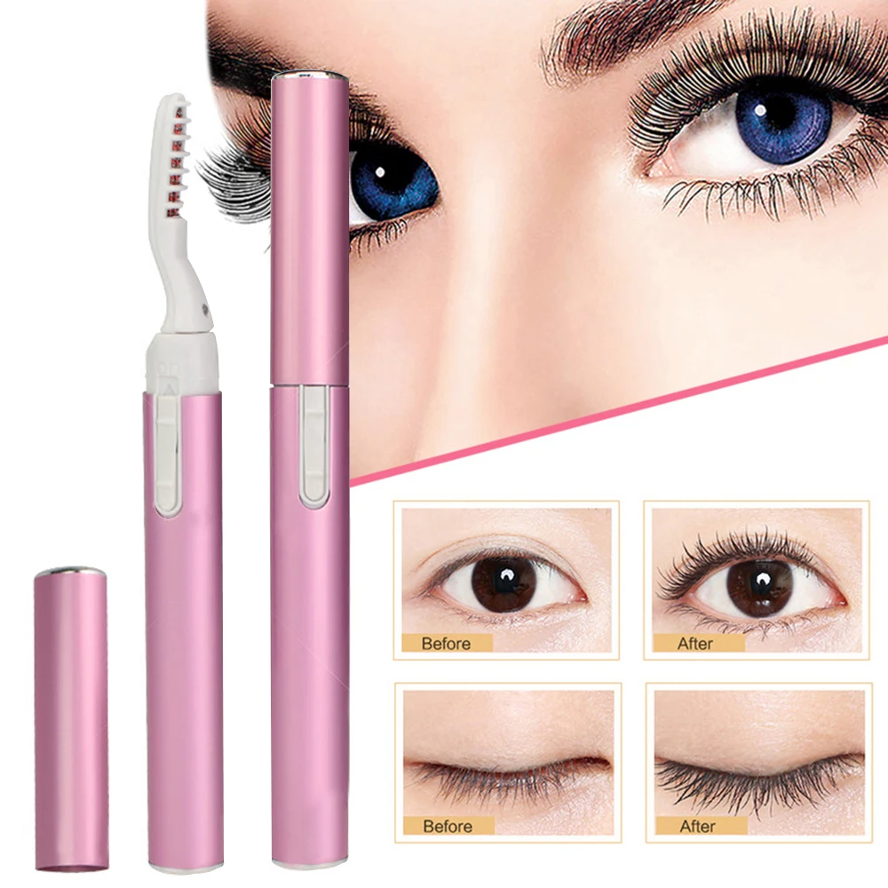 

Pink/Purple Pen Style Electric Heated Eyelash Curler Long Lasting Eyelash Perming Curling Extension Supplies Drop Shipping