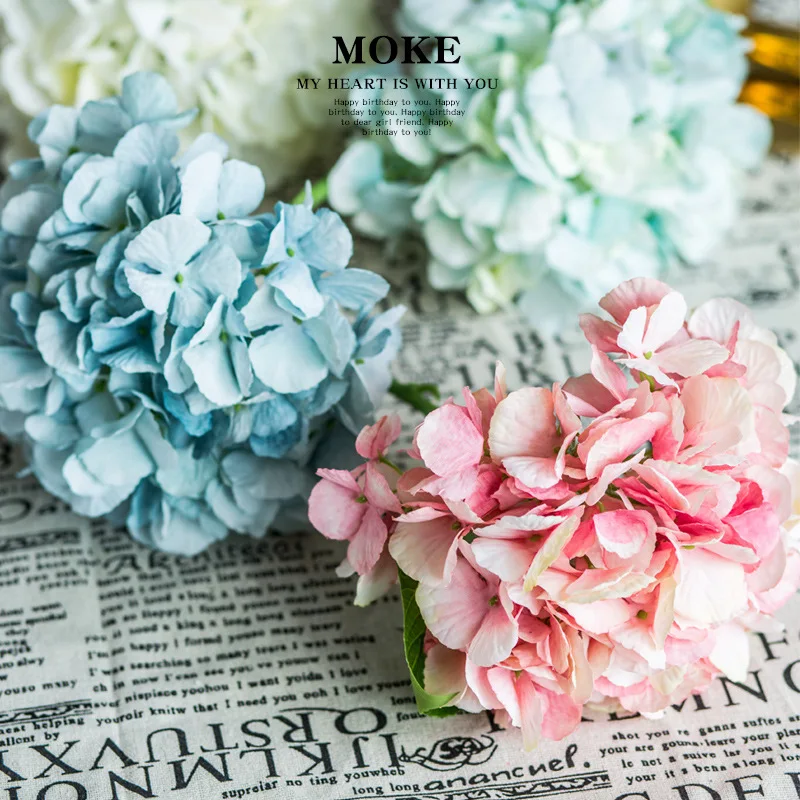 

High grade single Hydrangea simulation bouquet DIY wedding fake home decoration material artificial plastic silk flower