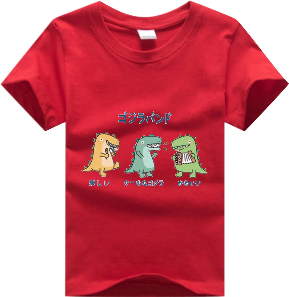 

2021 Summer Fashion Unisex Dinosaur T-shirt Children Boys Short Sleeves White Tees Baby Kids Cotton Tops For Girls Clothes 2 12Y