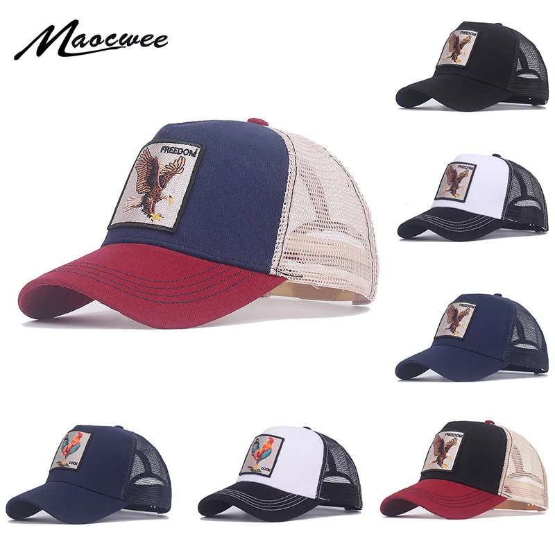 

Бейсболка с вышивкой в виде костей с животными для мужчин и женщин, сетчатая Снэпбэк Кепка из дышащего материала, Кепка от солнца для мужчин ...