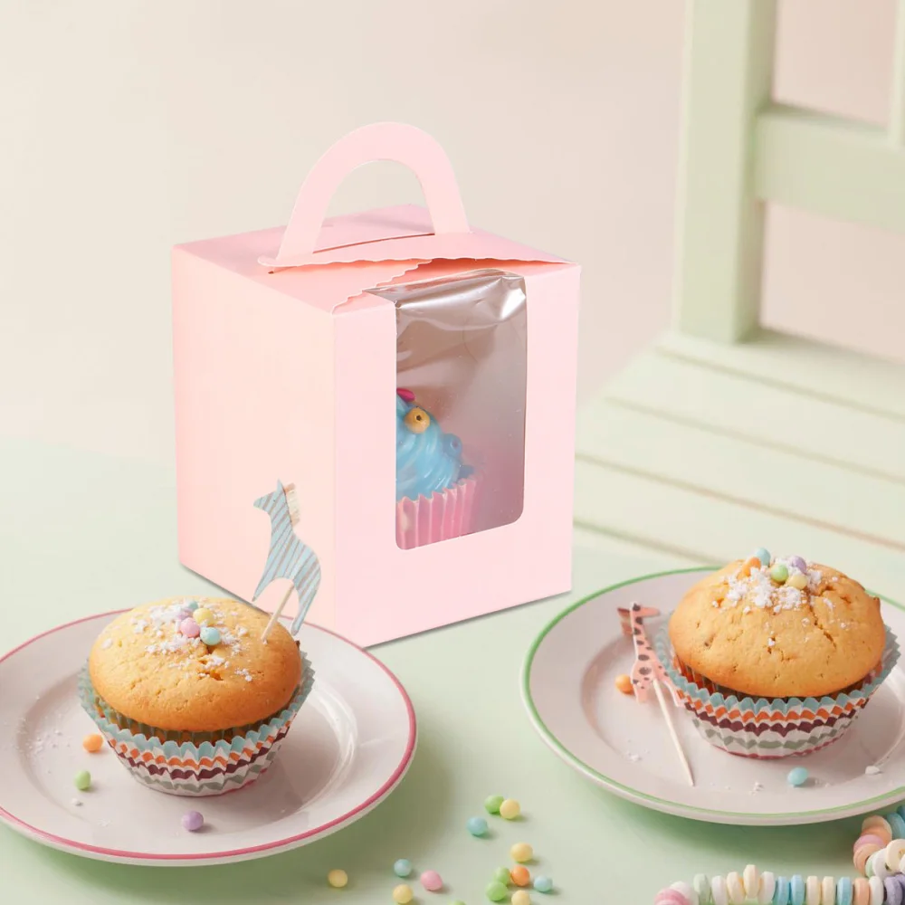 

50Pcs Portable Single Design Cake Boxes Paper Cupcake Packing Box Party Supplies