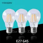 Светодиодный ная лампа E27 E14 стеклянная лампа накаливания G45 C35 220 в 240 В 6 Вт 12 Вт 18 Вт 24 Вт Светодиодная лампа Эдисона свеча Античная Ретро винтажная светодиодная