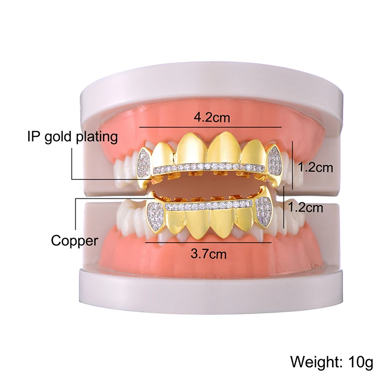 Набор декоративных коронок для зубов в стиле хип-хоп с микрозакрепкой Фианитами