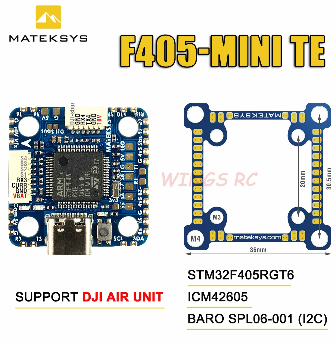 Контроллер полета Matek MATEKSYS Φ TE STM32F405RGT6 Встроенный OSD F405-MINI I2C для FPV гоночного дрона