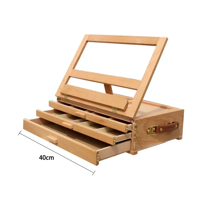 

3-layer Wooden Table Easels for Painting Artist Kids Drawer Box Portable Desktop Laptop Accessories Suitcase Paint Art Supplies