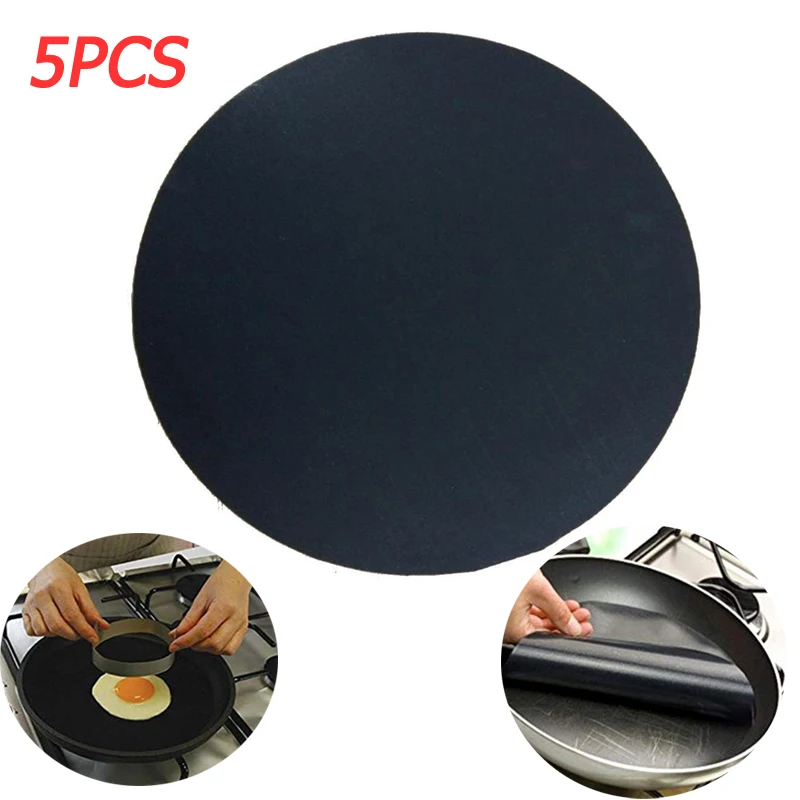 5 шт. круглый многократного использования тефлоновый антипригарный коврик