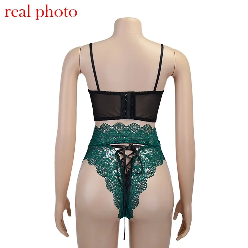 

Sexy Lace Lingerie Set Women Underwear Bandage Bra High Waist Briefs Bra Party Set Underwear Women Lace Lingerie Set