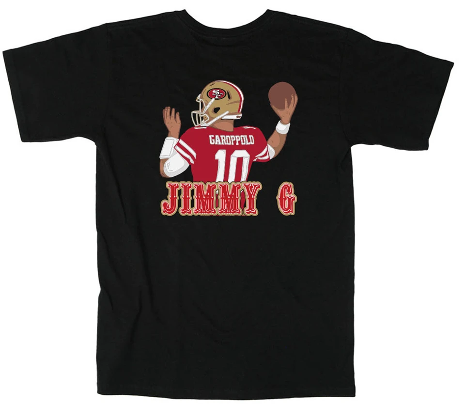 Черная футболка Jimmy Garoppolo в стиле хип хоп 49ers JIMMY G|Мужские футболки| |