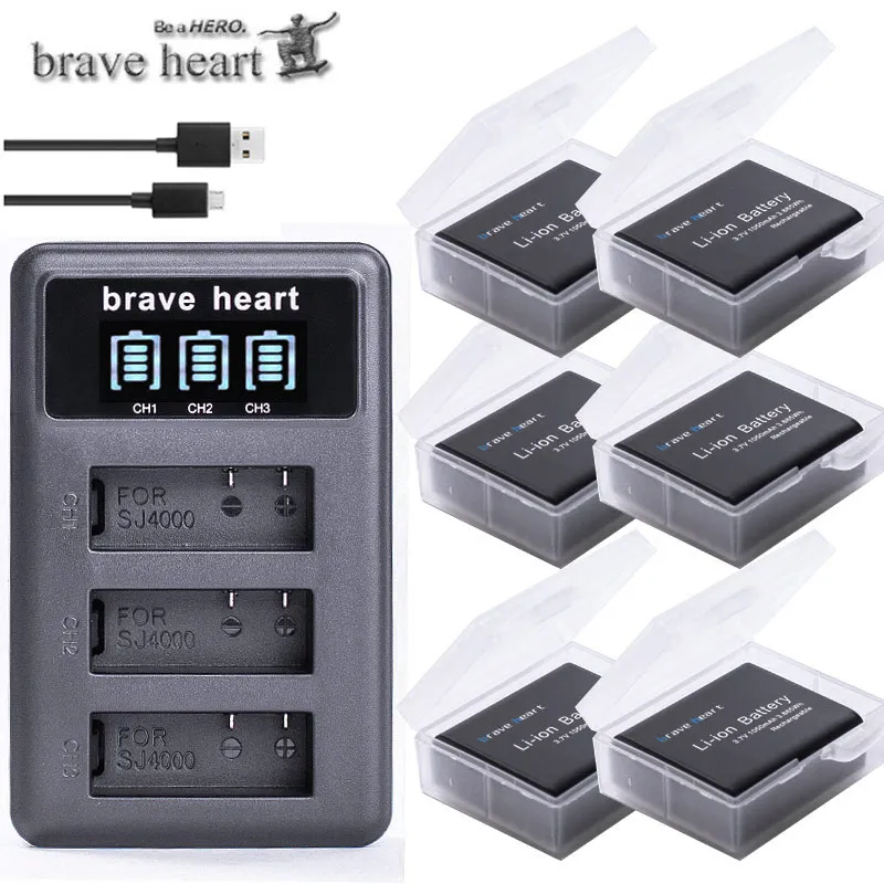 3,7 v 1050mAh батарея SJ4000 Батарея SJ5000 SJ6000, Wi-Fi+ ЖК-дисплей 3 лота usb зарядное устройство для спортивной экшн-камеры SJCAM sj 4000 5000 6000 7000 8000 sj9000 M10