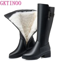 gktinoo women long boots 2021 new genuine leather female winter boots fashion big size 35 43 wool thick snow shoes women