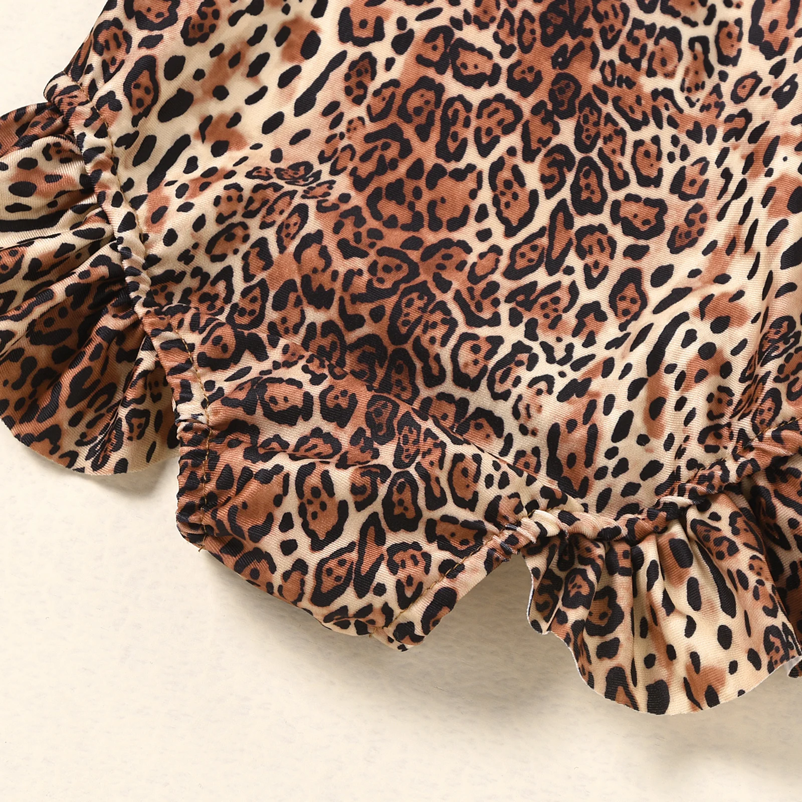 

1-5Y Summer Kids Girls One Piece Bikini Leopard Print Ruffles Sleeveless Beachwear Swimwear