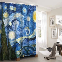van goghs starry sky waterproof shower curtain mildew proof bathroom curtains toilet watertight bath curtain farmhouse decor