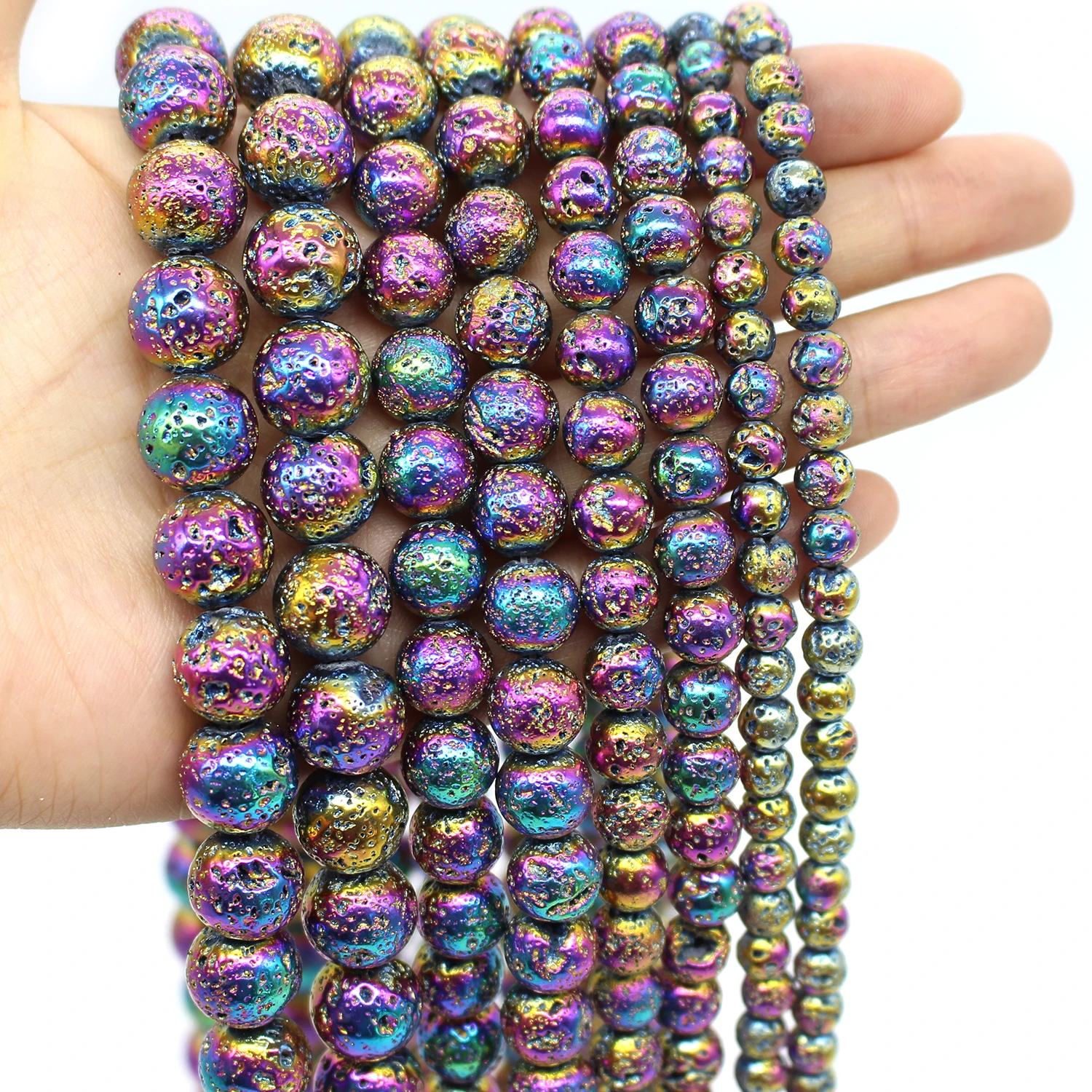 

Oameusa 6 мм 8 мм 10 мм 12 мм цветной вулканический камень агат бусины сделай сам серьги кольца ожерелье шармы для женщин