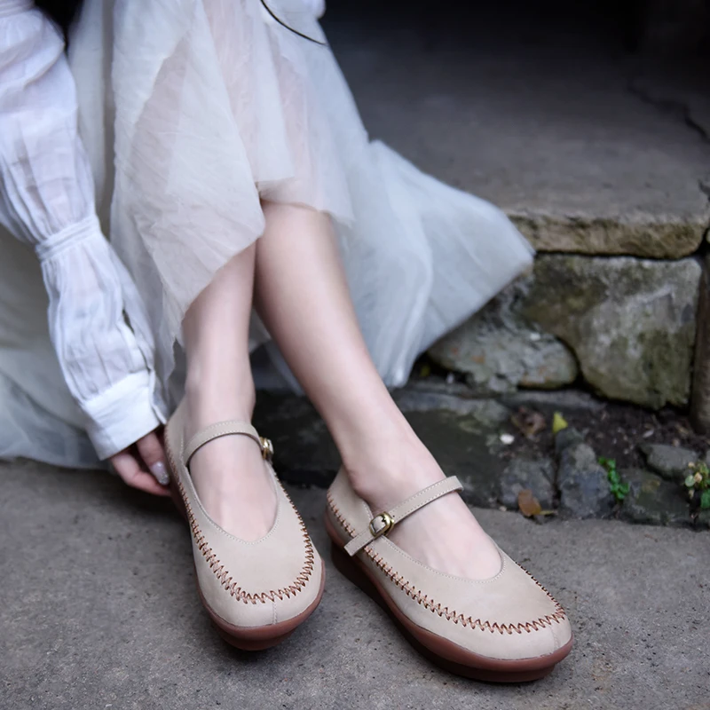 

Artmu Origional Retro Thick Bottom Shallow Mouth Women Shoes Platform Buckle Genuine Leather Platform Shoes New Handmade Shoes