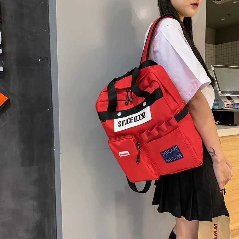 

New Fashion Trend Women Double Shoulder Bag Middle School Students Bookbag Multifunctional Leisure Travel Kawaii Rucksack