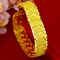 sand gold bracelet widened mens imitation gold dragon bracelet dad gift fadeless wedding bracelet gold plated watch buckle