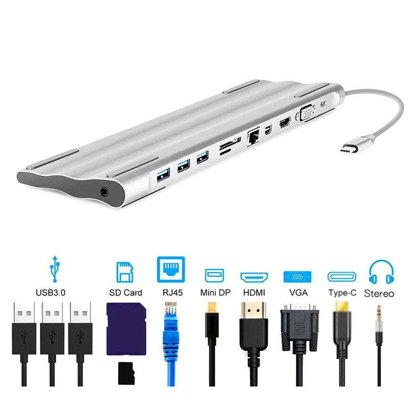 Док USB C VGA HDMI Mini Displayport Ethernet 3 HUB TF SD зарядное устройство кардридер многопортовый