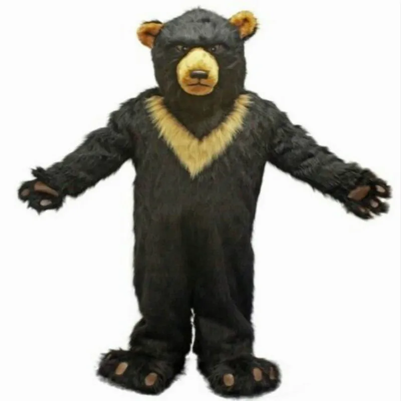 Плюшевый костюм талисмана медведя черный свирепый Fursuit платье для косплея с