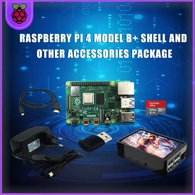 Оригинальный Raspberry Pi 4 модели B 2 ГБ Оперативная память с 3 5 дюймов TFT сенсорный