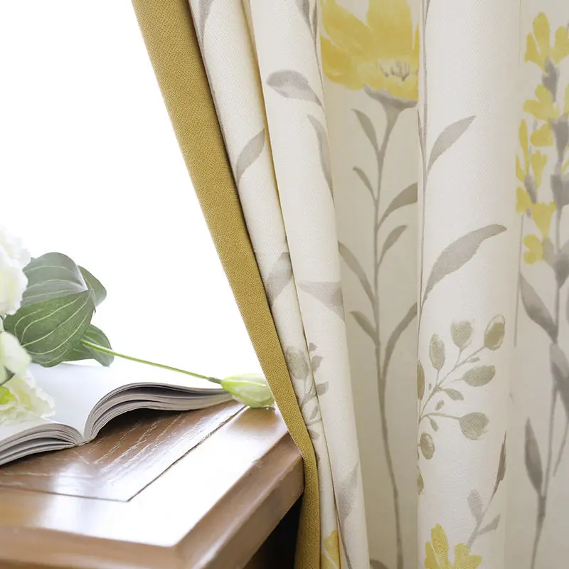 

American Curtain Pastoral Floral For Living Room Bedroom Semi Light Shading Window Stitching Finished Product