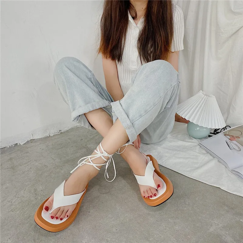 

Women Summer Sandals Fashion Shoes 2021 New Fashion Sandal Non-slip Platform 4cm Heel Sandals Buckle Casual Lace Up