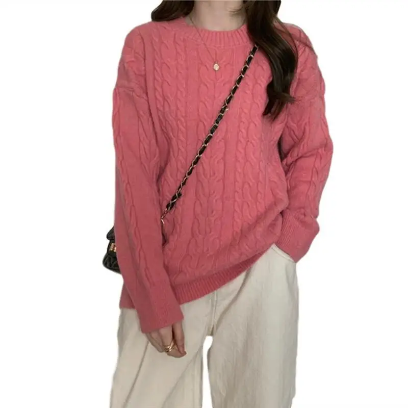 

Women's Knitted Thicken Pullovers Sweater Autumn Winter Oversize Long Sleeve Casual Loose Sweaters Female Solid 2021 Ladies Tops