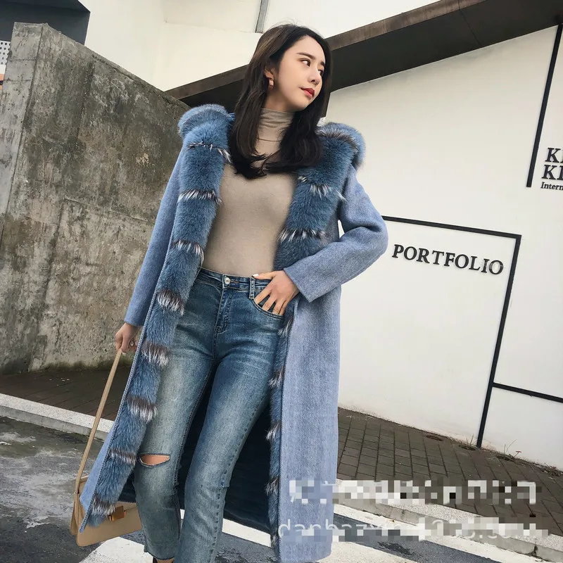 Пальто из натурального меха Женское пальто лисьего зимнее женская парка