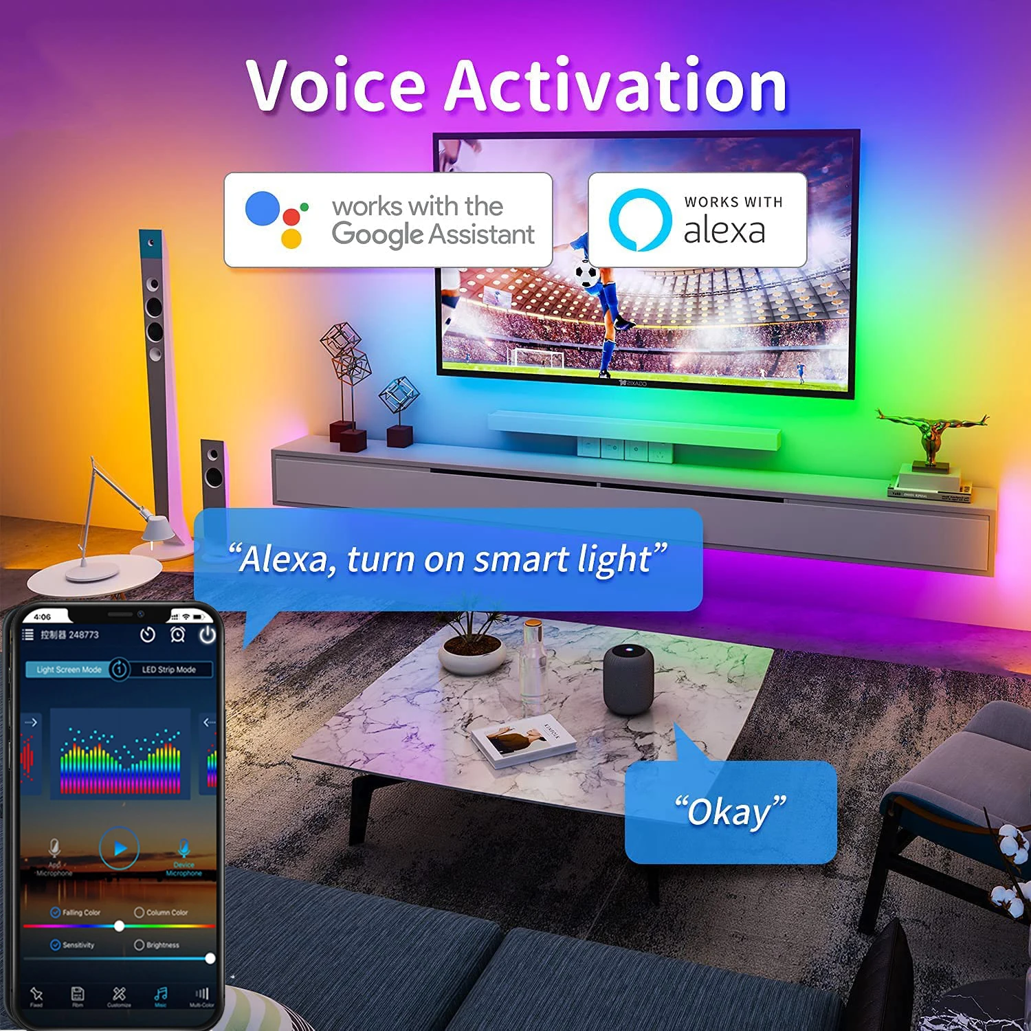 Вращающаяся Светодиодная лента RGBIC Magic Home SPI с Wi-Fi контроллером 5-10 м SM5050 2811 RGB