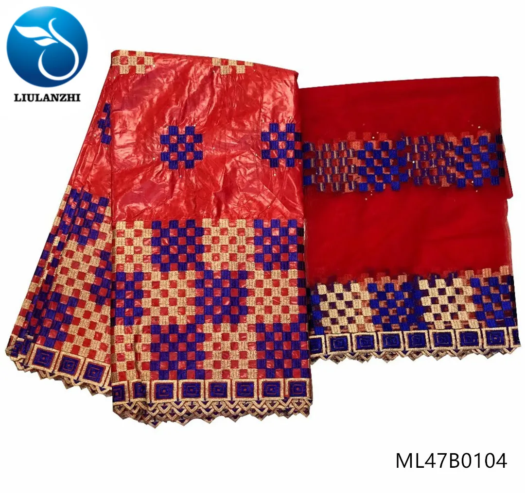 Белая африканская кружевная ткань LIULANZHI Новое поступление с камнями парчовая 5 + 2