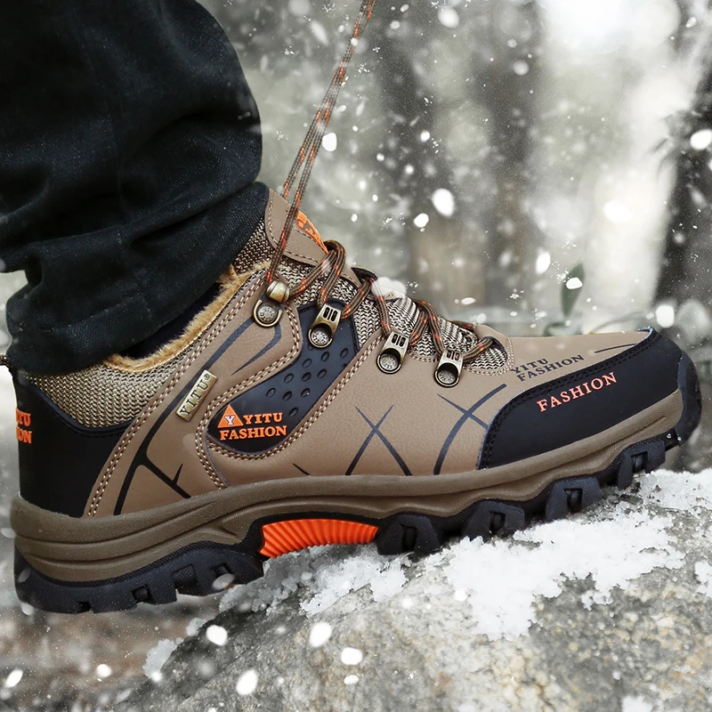 

Men Mountain Climbing Shoes Winter Thick Fur Hiking Sneakers for Men Trekking Shoes Big Size Waterproof Shoes Tactical Shoes Man