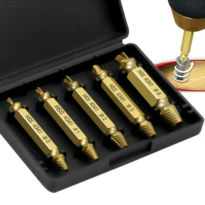 

Drill Bit Extractor Drill Tool Broken Deceleration Bolt Extractor Bolt Stud Double-head Screw Extractor Damaged Screw Extractor