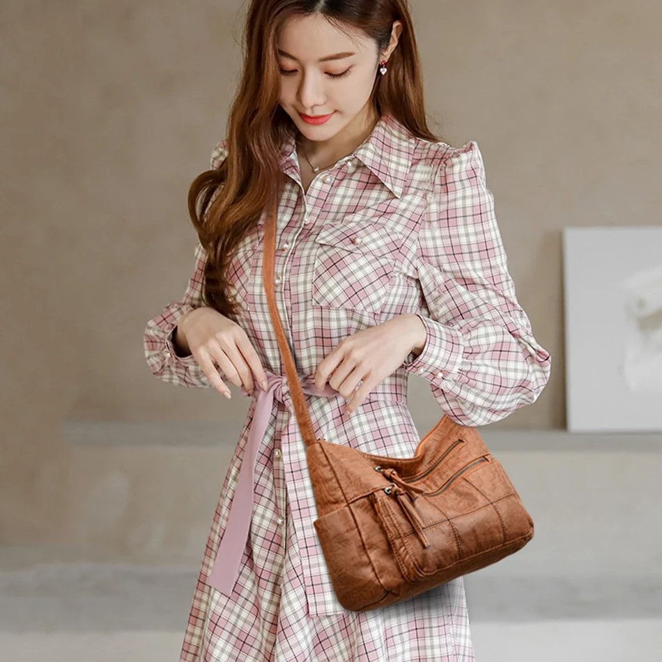 Сумка кросс-боди Женская из мягкой кожи Роскошный дизайнерский мессенджер на