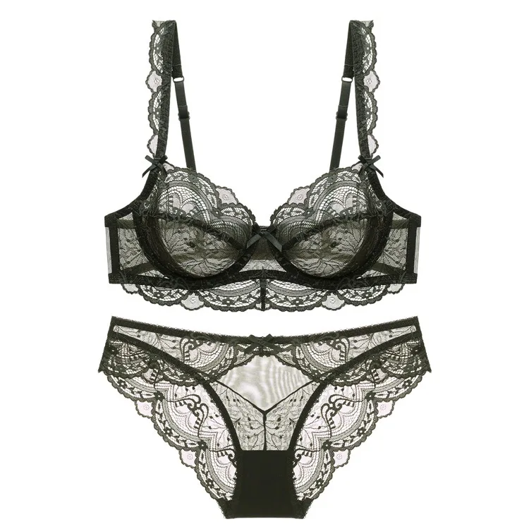 

Manufacturers Direct Selling New Style Ultra-Thin Hollow out WOMEN'S Underwear Large Bust Explicit Small Lace Sexy Bra Set Bra