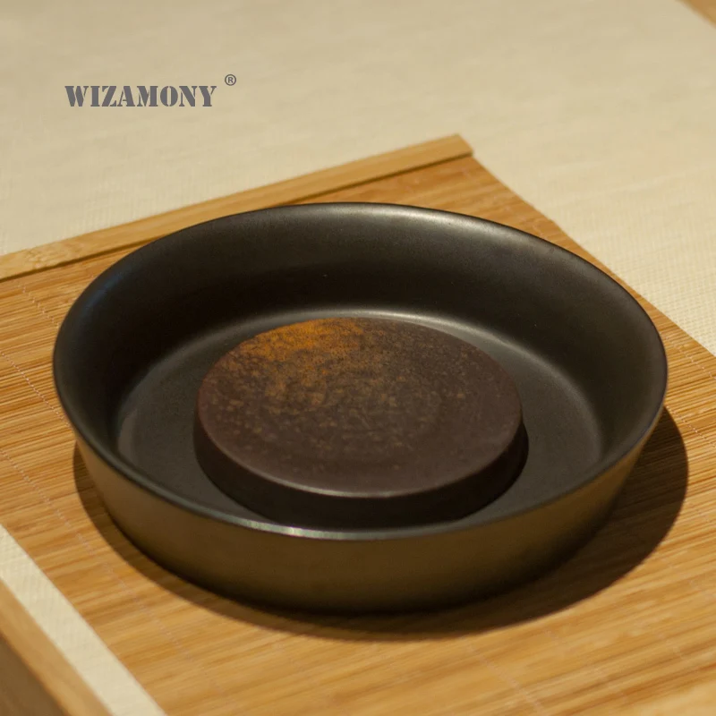

WIZAMONY Сплит японский черный Глазурь горшок сухой стол для замачивания сухой тарелка для замачивания фиолетовый песок Подставка для хранения воды Ретро керамический чай