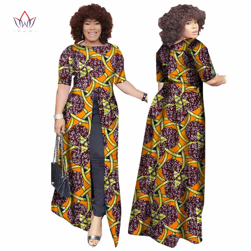 Африканский dashiki африканских платья повседневные Прямые сплит печати Африканский принт хлопок Одежда Сорочка африканского Femme brw WY852
