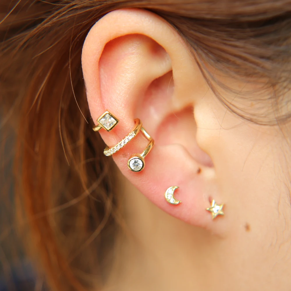 Высокое качество 4 5 мм мини крошечные симпатичные серьги cz Симпатичные Луна