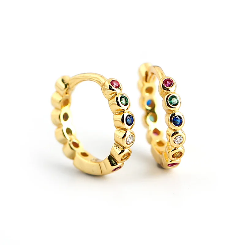 

1 пара 925 стерлингового серебра серьги-кольца для женщин 2020 тренд пирсинг Цвет микс Циркон Серьги Подарки для подростков, модное ювелирное и...